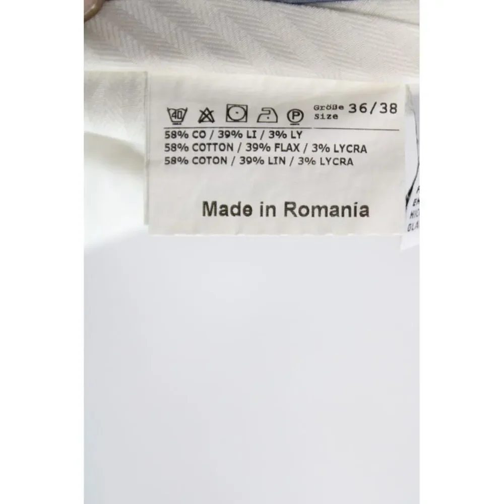 Hiltl Mens Dress Pants Beige Herringbone 58% Cotton Size 36